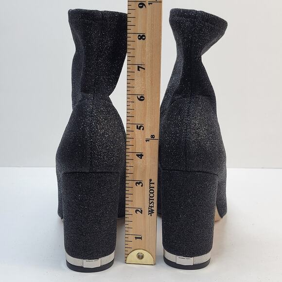 Michael Kors Mandy 8M Stretch Pull On Ankle Boots Black Glitter 3.5" Heel Party - Picture 15 of 15